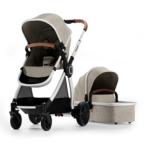 Mompush Ultimate2 Baby Stroller for Toddler with Removable Bassinet, Reversible Stroller Seat - Full-Size for Comfortable Outings with Baby - Smooth Glide Bassinet Stroller