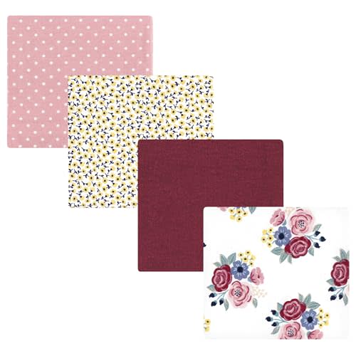 Hudson Baby Unisex Baby Cotton Flannel Receiving Blankets, Blush Navy Floral, One Size