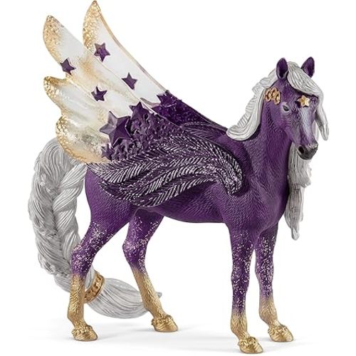 Schleich Bayala - 7” Star Pegasus Figurine with Starry Wings - Magical Winged Horse Toy with Glitter Body - Celestial Mare Fantasy Collectible for Screen-Free Play - Kids Ages 5+ | 70579