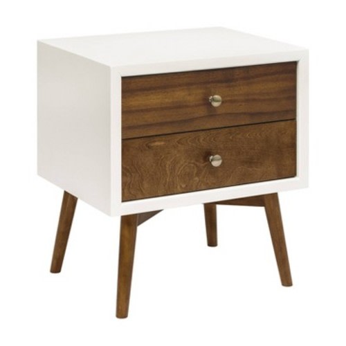Babyletto Palma Nightstand with USB Port Assembled, Color: Warm White/Walnut