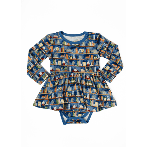 Enchanted Library Long Sleeve Bamboo Baby Dress
