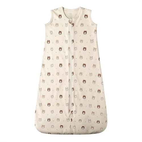 Owlivia Baby Organic Cotton 0.5 TOG Wearable Blanket-Light Sleeping Bag with 2-Way Zipper, Boys Girls Swaddle Transition Sleep Sack(0.5 TOG Mini Bears, 3-12 Months)
