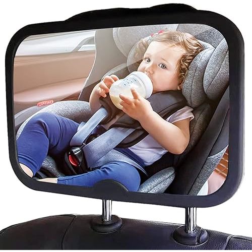 Funbliss Baby Mirror for Car, Safety Car Seat Mirror for Baby Rear Facing with Anti-vibration, Shatterproof,Black