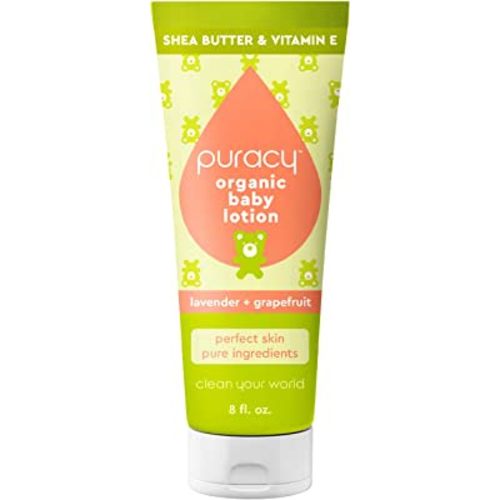 Puracy Organic Baby Lotion, Organic Eczema Moisturizer for Infants and Newborns, Natural Kids Body Lotion for Sensitive Skin, Gentle Calming Lavender & Grapefruit Essential Oils, 8 Ounce