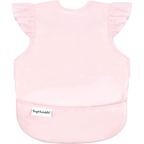 Tiny Twinkle Mess Proof Baby Bib - Waterproof & Lightweight Baby-Led Weaning Apron | 100% Recycled Polyester, Easy Clean & Machine Washable (Rose, Small 6-24 Months)