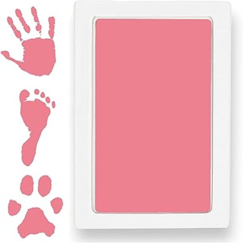 Clean Touch Ink Pad for Baby Handprints and Footprints – Inkless Infant Hand & Foot Stamp – Safe for Babies, Doesn’t Touch Skin – Perfect Family Memory or Gift – Pink Print Kit by Tiny Gifts