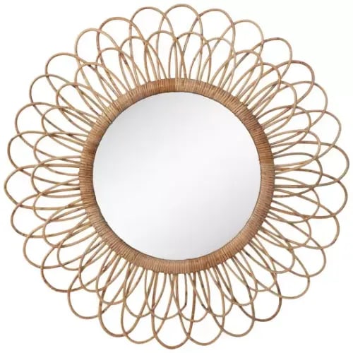 Flower Rattan Wall Mirror