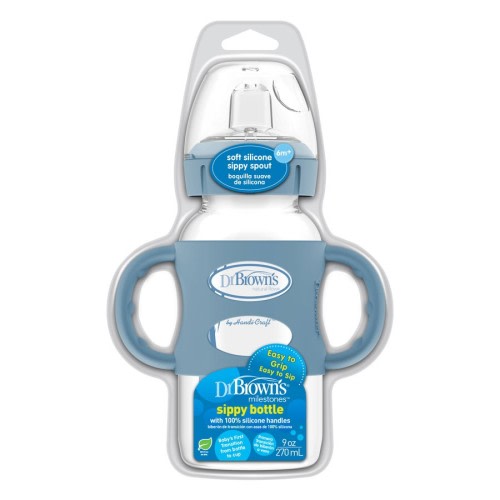 Dr. Brown's® Milestones™ Wide-Neck Sippy Spout Bottle with Silicone Handles, 9 oz/270 mL