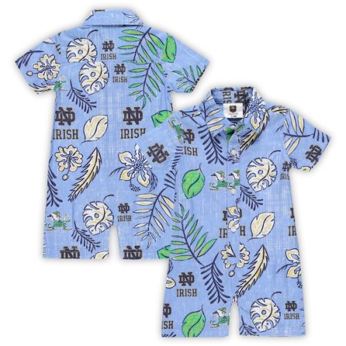 Infant Wes & Willy Light Blue Notre Dame Fighting Irish Vintage Floral Romper