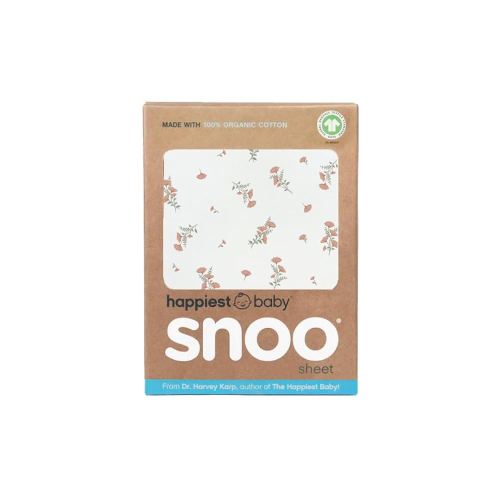 Happiest Baby SNOO Bassinet Fitted Sheet - 100% Organic Cotton Nursery Bedding - Fits SNOO Sleeper Crib Mattress (Ivory Wildflowers)