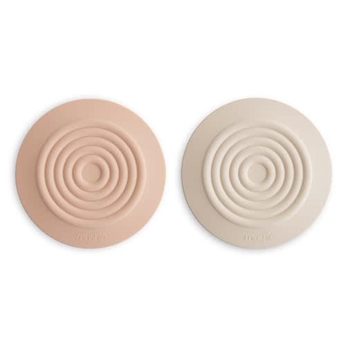 mushie Silicone Drain Stopper 2-Pack | 5.5 inch Diameter Bathtub Flat Suction Cover (Blush/Shifting Sand)