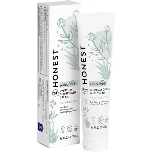 The Honest Company Hypoallergenic Diaper Rash Cream | Moisturizing + Calming Zinc Oxide Ointment | NEA Recognized, Cruelty Free | 2.5 oz
