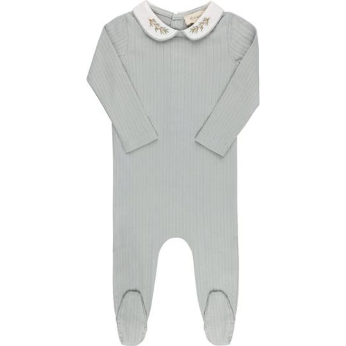 Organic Wide Rib Embroidered Scallop Collar Collection - Footie