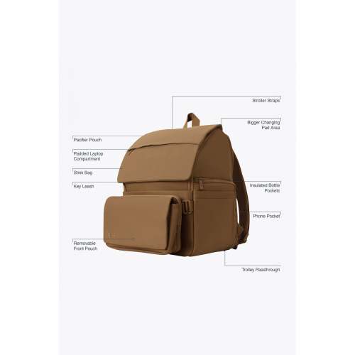 BÉIS 'The Ultimate Diaper Backpack' in Camel - Diaper Bag Backpack in Camel Brown
