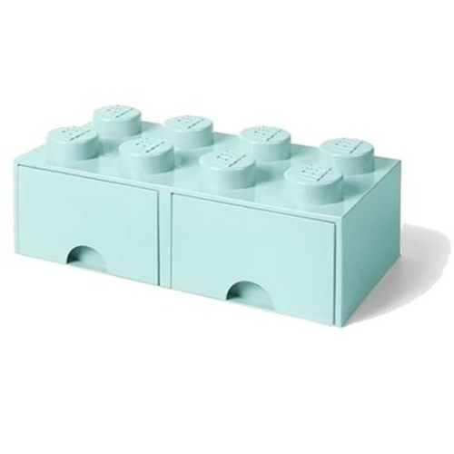 Room Copenhagen LEGO Brick Drawer, 8 Knobs, 2 Drawers, Stackable Storage Box, Mint Green
