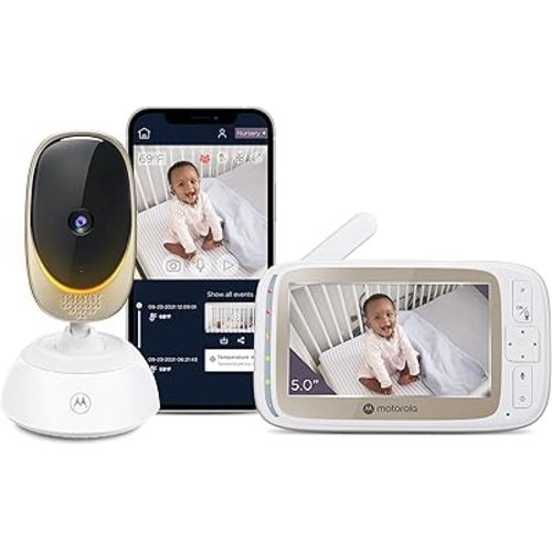 Motorola Baby Monitor VM85 - Indoor WiFi Video with Camera & Mood Light - HD 720p, Connects to Nursery App, 1000ft Range, 2-Way Audio, Remote Pan, Digital Tilt-Zoom, Temp, Lullabies, Night Vision