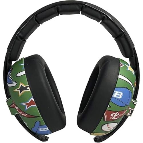 Banz Bubzee Baby Headphones for Noise Protection - Baby Ear Muffs, Newborn Infant & Toddler, 0 to 36 Months, Adjustable- Baseball print
