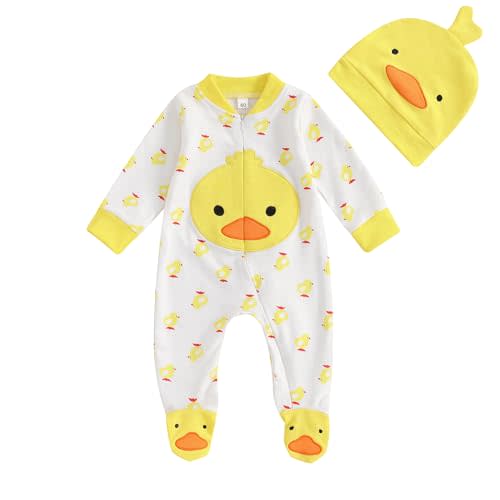 Ledy Champswiin Newborn Coming Home Outfit and Hat Baby Boy Girl Footie Romper Jumpsuit Cute Infant Clothes Set