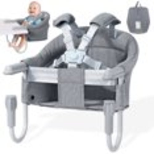 Orzbow Hook On High Chair, Portable High Chair for Babies- Fits Tables 0.78 to 3.14inchs Thick, Collapsible Clip On Counter High Chair with Carry Bag for Travel, Home and Restaurant, Gray