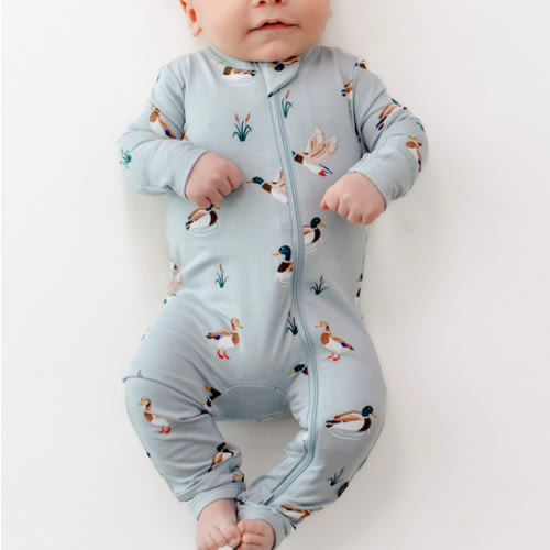Zippered Romper in Mallard Duck