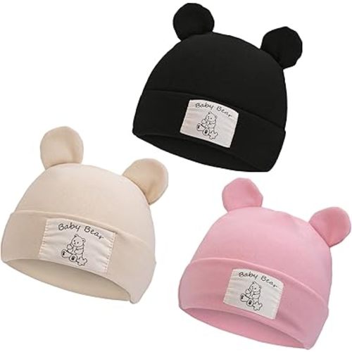 KIDOCHEESE Baby Girl Hats Toddler Beanie Bear Ears Infant Caps Kids Autumn Winter Hats Warm Caps
