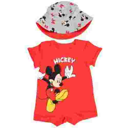 Disney Mickey Mouse Romper and Bucket Sun Hat Newborn to Infant