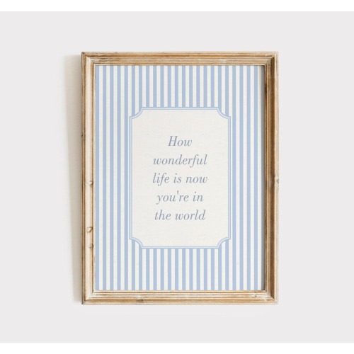 How Wonderful Life Is Now You're In The World Print, Blue Nursery Decor, Boys Room Wall Art, Baby Boy Nursery Wall Art, Vintage Baby Quote