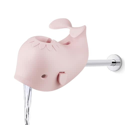 PandaEar Bath Spout Cover, Baby Bathtub Faucet Cover, Baby Shower Protector Cover for Kids Toddlers, Universal Fit -Whale (Pink)
