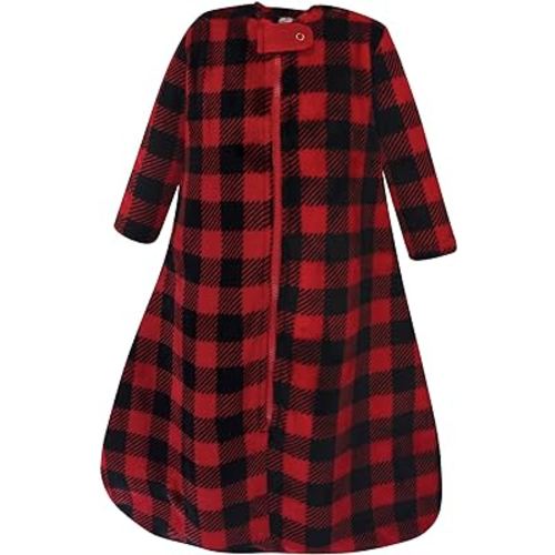 Hudson Baby Unisex Baby Plush Sleeping Bag, Sack, Blanket, Buffalo Plaid Long-Sleeve, 12-18 Months