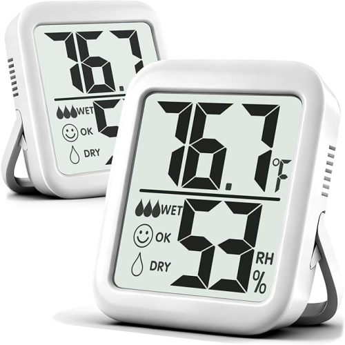 Antonki 2 Pack Room Thermometer for Home, Hygrometer Indoor Humidity Meter Gauge, Digital Temperature and Humidity Monitor Sensor for House, Terrarium, Incubator, Greenhouse - Battery Included