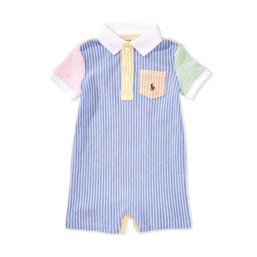Ralph Lauren Baby Boys 0-3 Months Short-Sleeve Striped Oxford Mesh Shortall