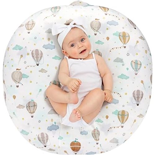 DILIMI Newborn Lounger Cover, Ultra Soft Comfortable Lounger Slipcover Removable Cover for Infant Lounger Pillow, Hot Air Balloon (Pillow Not Included)