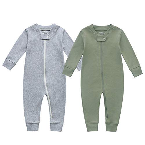 Owlivia Organic Cotton Baby Boy Girl Zip up Sleep 'N Play Pjs, Footless, Long Sleeve