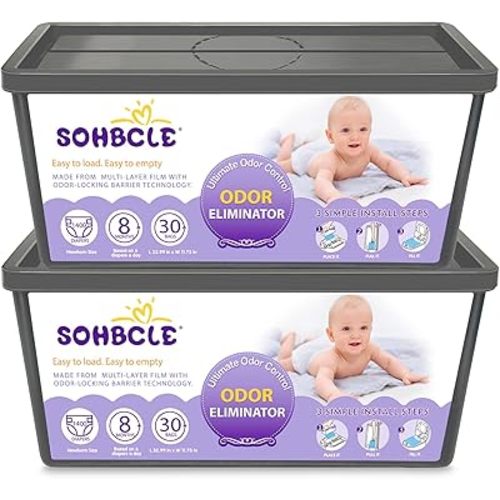 Refills Compatible with Genie Easy Roll Signature Diaper Pail and Platinum Diaper Pail, Upgraded 60 Bags Hold up to 2800 Newborn Diapers, Extra Thickness Powerful Odor Control, Plant Scented
