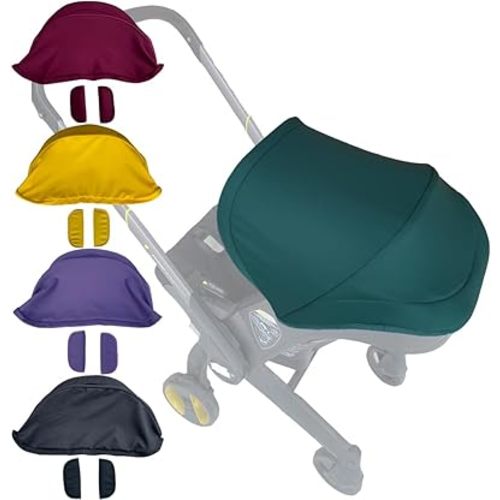 Canopy Replacement Compatible with Doona Car Seat Strollers, 3-Piece Thickened Hood and Shoulder Pads Set, High-Opacity Sun Shade, Machine Washable (No Rods)(Blackish Green)