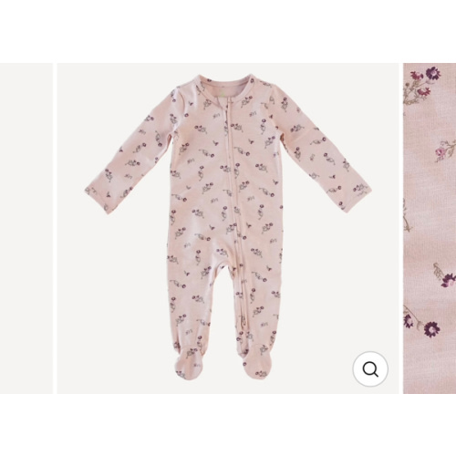 long sleeve two way zipper footie | tiny chamomile | organic cotton slub