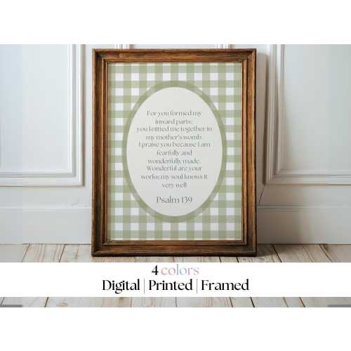 Psalm 139 Vintage Nursery Print, vintage Bible Verse, nursery decoration bible verse, christian nursery wallart, Christianity nursery decor