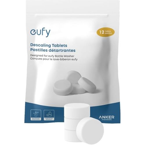eufy Official Descaling Tablets for Baby Bottle Washer, Descaler for Scale and Mineral Buildup Removal, Deep Machine Maintenance, 1-Year Supply, 12 Count