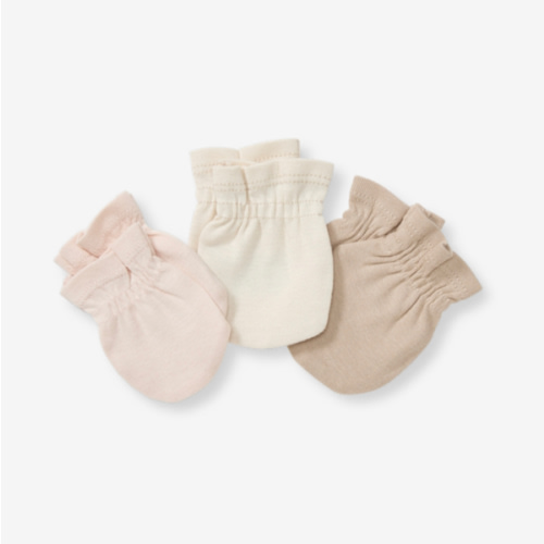 Burt's Bees Baby Baby Girls' Mittens, No-Scratch Mitts, 100% Organic Cotton, Set of 3