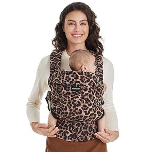 Momcozy Baby Carrier Newborn to Toddler - Ergonomic, Cozy and Lightweight Infant Carrier for 7-44lbs, Effortless to Put On, Ideal for Hands-Free Parenting, Enhanced Lumbar Support, Leopard - Cotton-Leopard