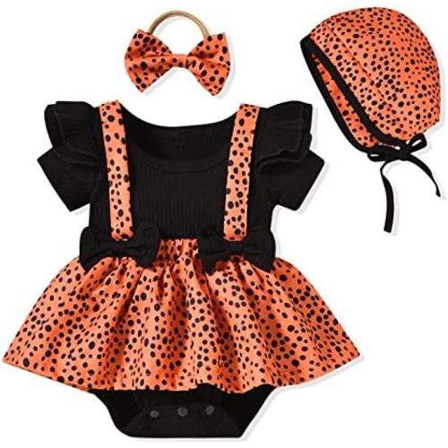 Unutiylo Preemie Newborn Baby Girl Clothes Romper Suspender Dress Summer Outfits Ruffle Short Sleeve Set