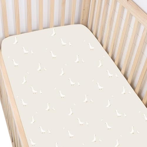 GUNAMUNA Unisex Baby Crib Sheets, Soft Calming Colors, One Size Fits Most Cribs, Goose