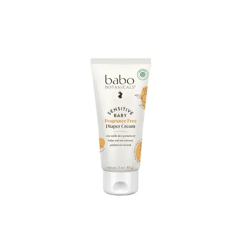 Babo Botanicals Sensitive Baby Fragrance-Free Diaper Cream - 25% Natural Zinc Oxide - Calendula, Shea & Cocoa Butter - EWG Verified - Vegan- from Birth on - 1 or 2 Pack Tube - 6oz Jar