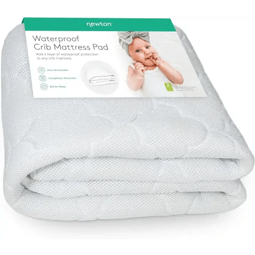 Newton Baby Waterproof Crib Mattress Pad | 100% Breathable Quilted Layer for Comfort & Universal Fitted Skirt for Secure Fit | Machine Washable | Crib Mattress Protector Pad Waterproof, 1 Pack