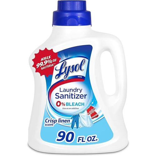 Lysol Disinfectant Laundry Sanitizer & Scent Booster, Laundry Detergent Additive, Color Safe Bleach Alternative, Laundry Odor Eliminator, Kills Bacteria & Viruses, Crisp Linen Scent, 90 Fl Oz