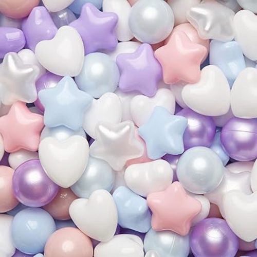 TRENDPLAY Ball Pit Balls Star and Heart Shapes for Toddlers - 50 100 200 500 Count Plastic Balls for Ball Pit Fun and Play