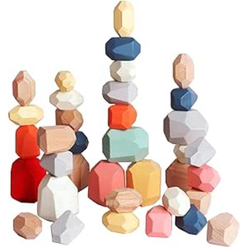 Amazon.com: BESTAMTOY 36 PCS Wooden Sorting Stacking Rocks Stones,Sensory Toddler Toys Learning Montessori Toys, Building Blocks Game for Kids 2 3 4 5 6 Years Boy and Girl Birthday Gifts for Kids : BESTAMTOY: Toys & Games