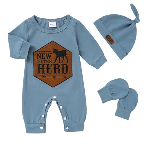 ZOELNIC Newborn Romper Baby Boy Cotton Jumpsuit New Baby Hat Gloves Romper Coming Home Clothes Outfits