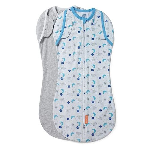 SwaddleMe Arms Free Convertible Pod - Size Large, 4-6 Months, 2-Pack (Zoom to the Moon)