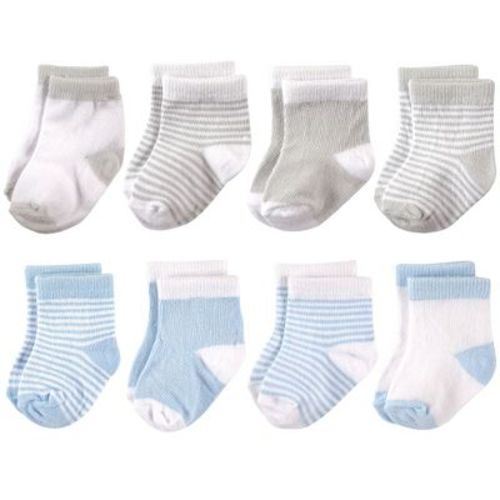 Hudson Baby Infant Boy Cotton Rich Newborn And Terry Socks, Light Blue Gray, 6-12 Months